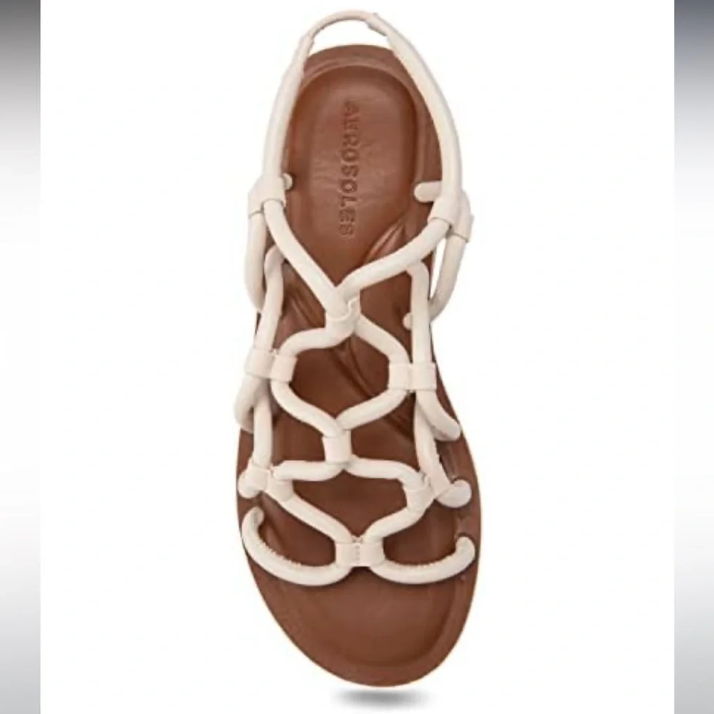 NEW 👡 Aerosoles Chaya Platform Flatform Sandals | white leather women’s size 8